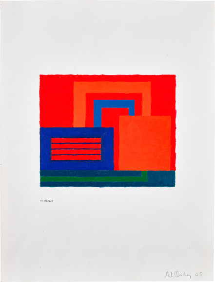 Untitled: 11.23.04.2, 2005 Acrylic and fluorescent acrylic on digitally printed paper 21 x 16 inches 23 x 18 inches (framed)