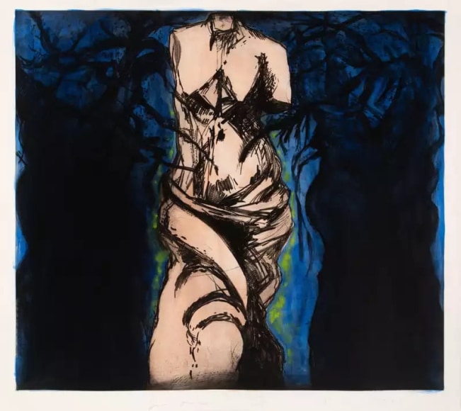 Rise Up, Solitude!, 1985, Drypoint with handcoloring on wove paper