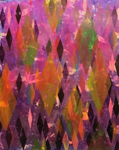 Erin Parish  Untitled (Purple &amp; Green), 2019 Oil and resin on canvas  60 x 48 inches