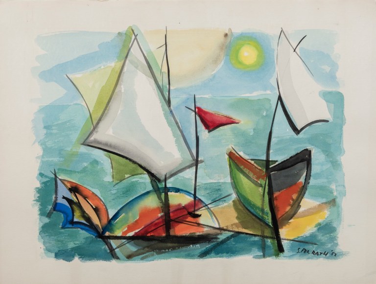 Untitled (Boats 2), 1952&nbsp;, Watercolor and ink on paper&nbsp;