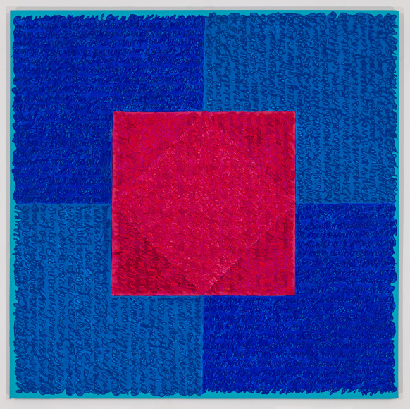 BB Red Square, 2018, Acrylic paint and paste on linen