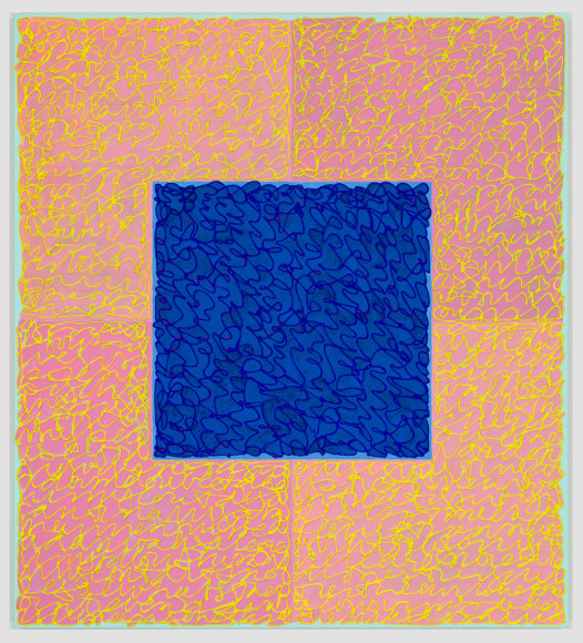 Blue Center, 2019, Acrylic paint and paste on linen