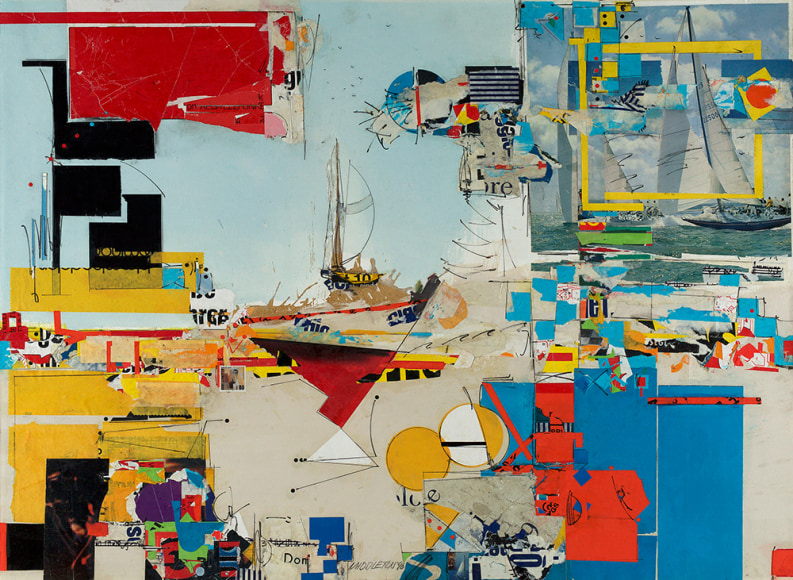 Sailing, 1990, Mixed media and collage on paper