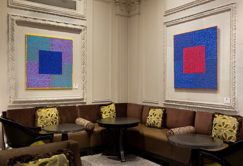 Fated 5, 2016, Acrylic paint and pastes on aluminum panel