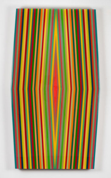 Brainstorm, 2017, Liquitex with resin on shaped panel