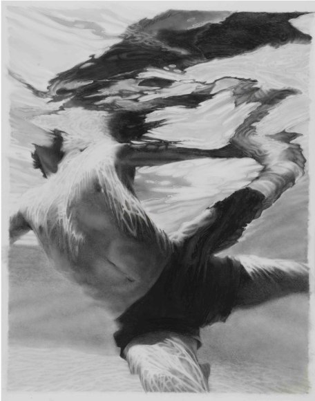 Lorraine Shemesh  Lunge, 2013 Graphite wash on mylar  29 1/2 x 23 inches