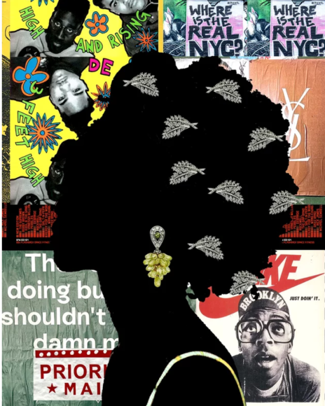 The Glamorous Life No. 9, 2023, Mixed media, collage, analog photography, lacquers, mixed crystals, canvas, and paper on panel