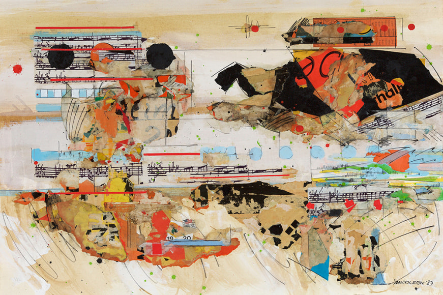 Concert Hall, 1986, Mixed media and collage on paper