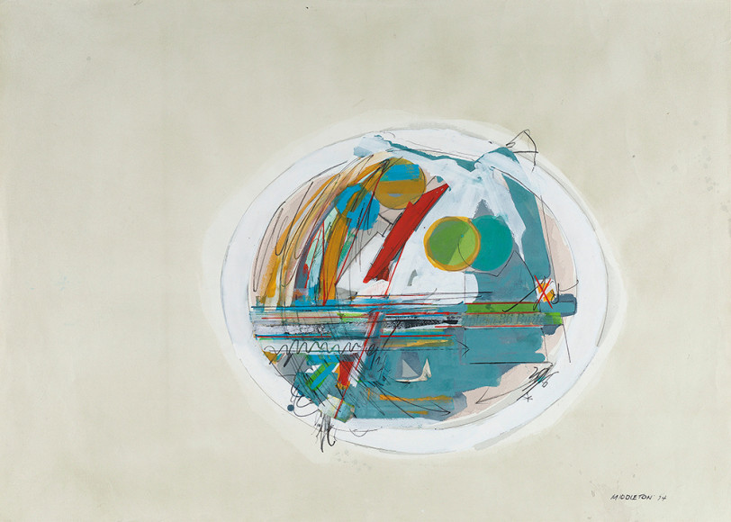 End of the Day, 1974, Mixed media and collage on paper