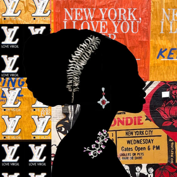 The Glamorous Life No. 1, 2022, Mixed media, collage, analog photography, lacquers, mixed crystals, canvas, and paper on panel