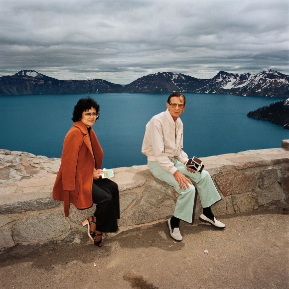 Couple Taking Polaroids at Crater Lake National Park, Oregon