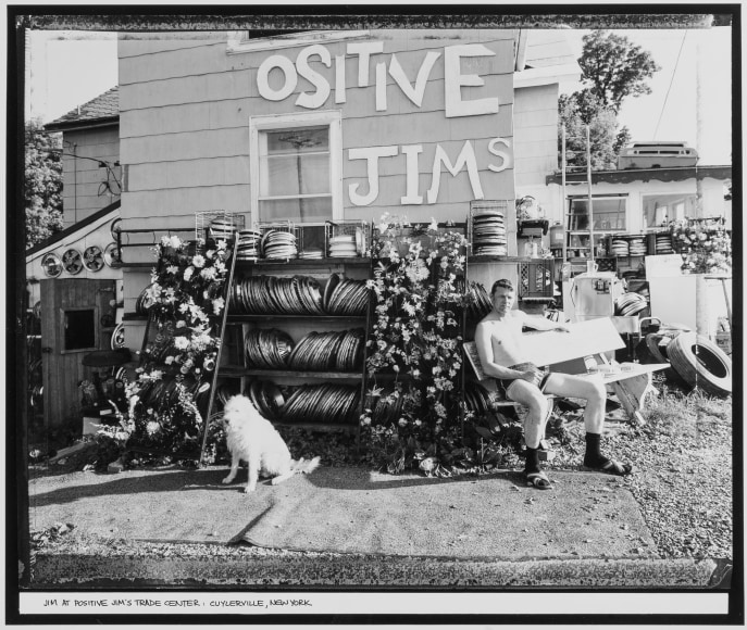 Jim at Positive Jim's Trade Center, Cuylerville, New York, 1985, vintage gelatin silver print