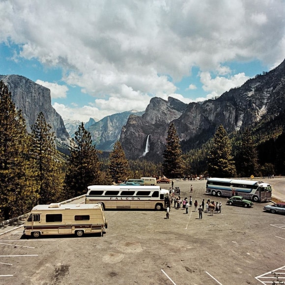 Tour Buses & Motorhome at Inspiration Point, Yosemite National Park, California