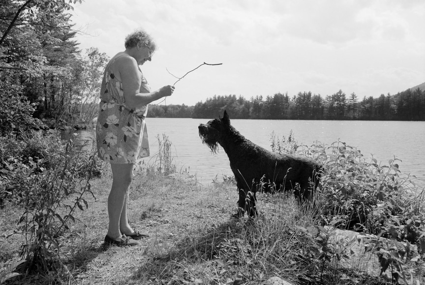 Woman with Giant Schnauzer, Lee's Mill Pond, Moultonbourgh, New Hampshire, 1992