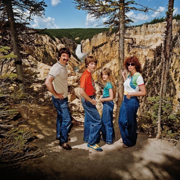 Family at Lower Falls Overlook, Yellowstone National Park, Wyoming
