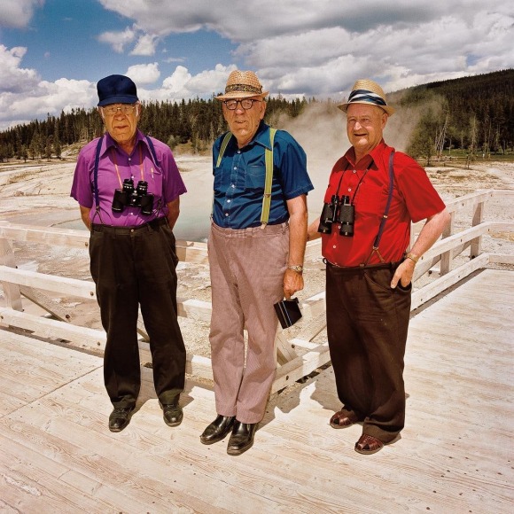 Three Men at Upper Rim Geyser Basin, Yellowstone National Park, Wyoming