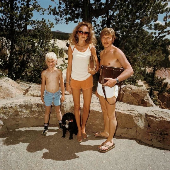 Couple with Boy & Dog at Yellowstone National Park, Wyoming