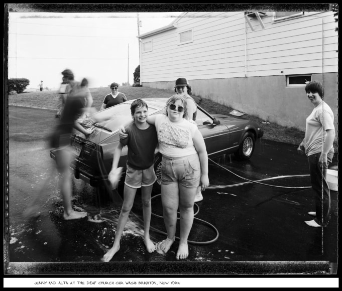 Jenny and Alta at the Deaf Church Car Wash, Brighton, New York, 1985, vintage gelatin silver print