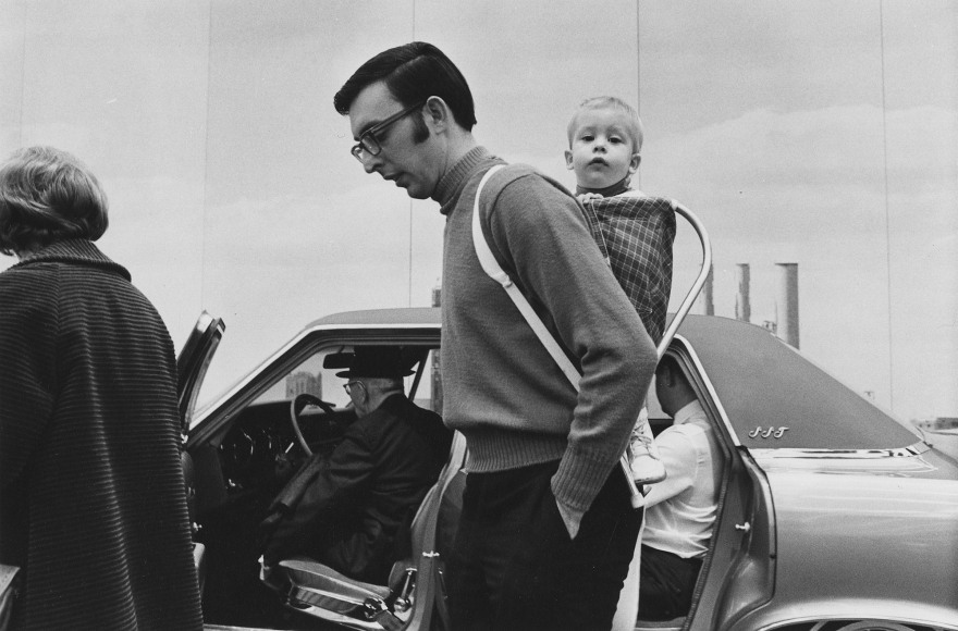 Father and child at the Detroit Auto Show , 1968