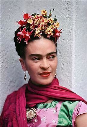 Frida in Pink & Green Satin Blouse