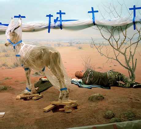 Single Ungulate and Man with Blue Crosses, San Francisco, 2008