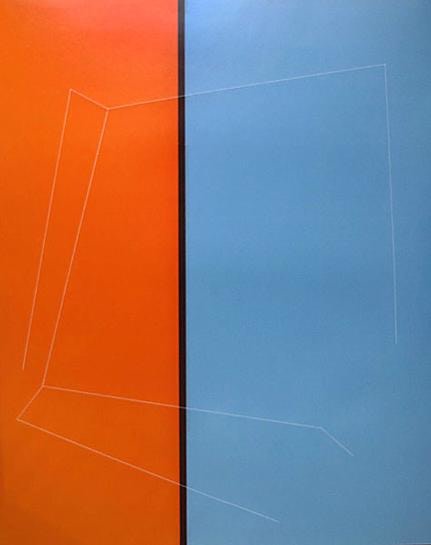 Unhinged Cube on Orange and Blue, 2005