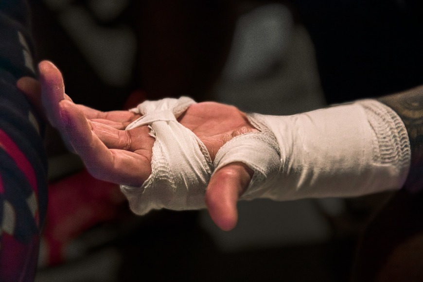 Ralph Salomon, Boxer&rsquo;s Hand Getting Wrapped, 2023
