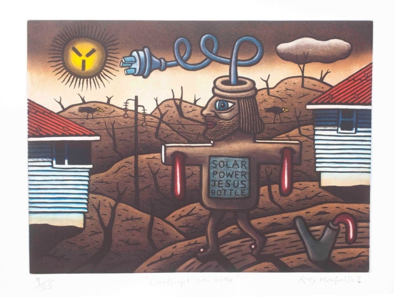 Reg Mombassa  Landscape with Jesus bottle, 2011