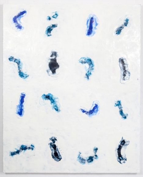 Artwork by Colleen DaRosa, Lights Blooms Gitta, 2019  Encaustic, pigment on board  150h x 120w cm. From the exhibition Luminous at lone Goat Gallery, Byron Bay, 2019.