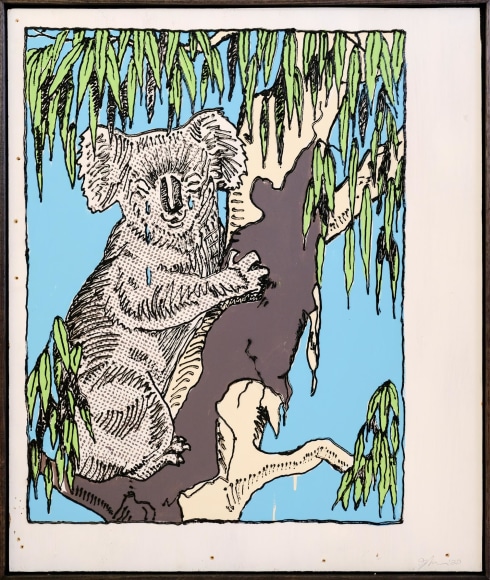 Jacob Boylan  Koala, 2020  Silicon and House Paint on Ply Wood  107h x 85w cm