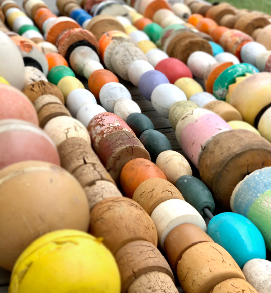 Hannah Cutts  Buoys Totems 1, 2020  Vintage buoys