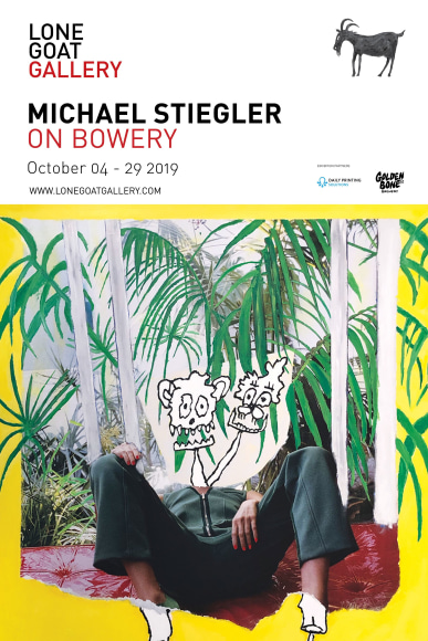 Michael Stiegler On Bowery, Lone Goat Gallery exhibition Postcard 2019