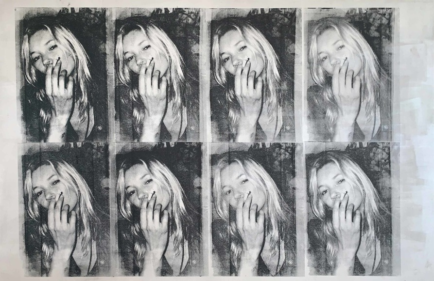 Michael Stiegler  Kate Moss Silver, 2019 art from the exhibition on Bowery at Lone Goat Gallery