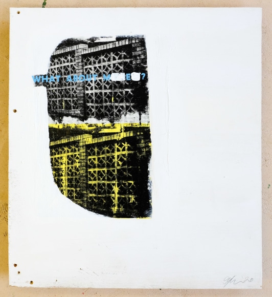 Jacob Boylan  What About Me, 2020  Silk Screen on Ply Wood  61h x 55w cm
