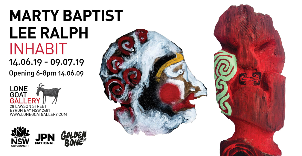Marty Baptist & lee Ralph invitation for Inhabit exhibition