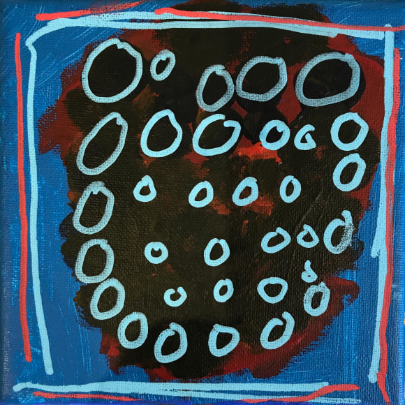 Peter Dickson  Blueberry Acrylic on canvas 15 cm x 15 cm 2018