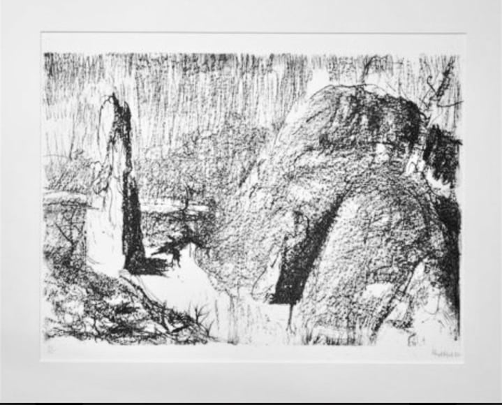 Lloyd Rees The Gorge Launceston, 1982 Lithograph Printed by Fred Genis