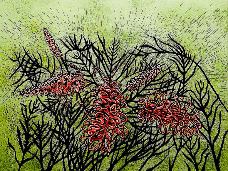 Graham 'Potts' Porter Grevillea  Serigraph on canvas 2016