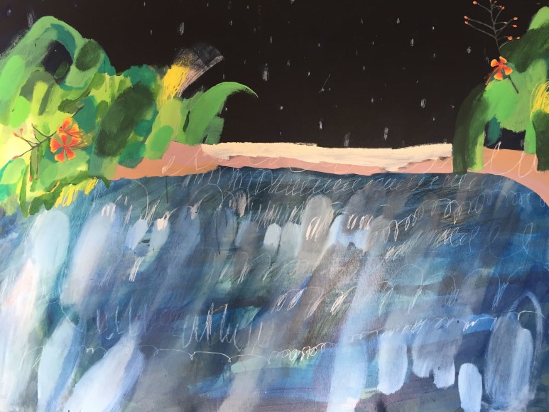 Nikky Morgan-Smith  Blue Lagoon with Fire Flower, 2019 Artwork