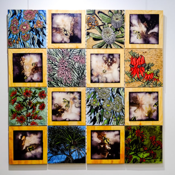 Graham 'Potts' Porter  & Anne Leon Collaboration II Mixed media on plywood 2016