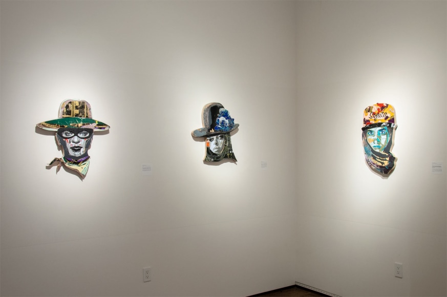 INGA GUZYTE #rebelwomen installation photograph, Frida Kahlo, Amy Winehouse, Sonita Alizadeh