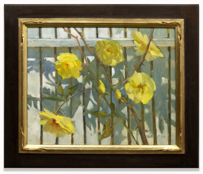 MEREDITH BROOKS ABBOTT , Yellow Roses White Fence, 2022