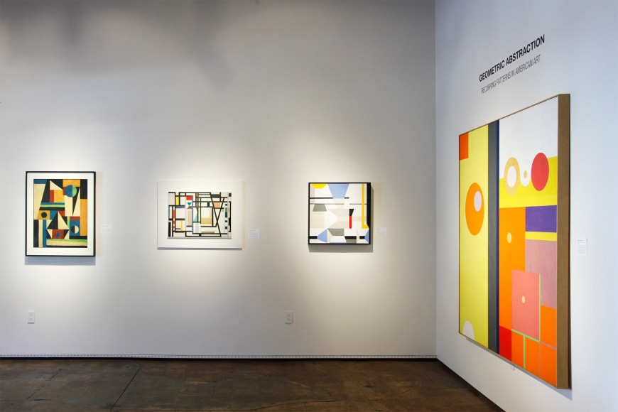 Geometric Abstraction: Recurring Patterns in American Art installation, Emil Bistram, Ilya Bolotowsky, John Carlander, Hassel Smith