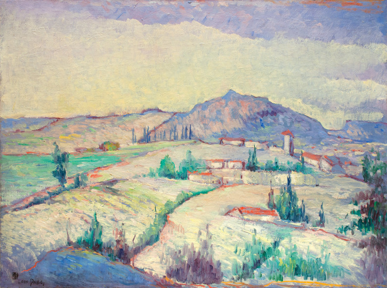 LEON DABO (1864-1960) , Untitled (Red Roofed Farm Village), ND (c 1954)