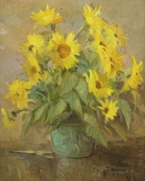 MEREDITH BROOKS  ABBOTT , Sunflowers in a Green Vase, 2022