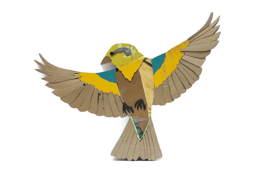 INGA GUZYTE, Young Sparrow - Green - Gold - L, 2021