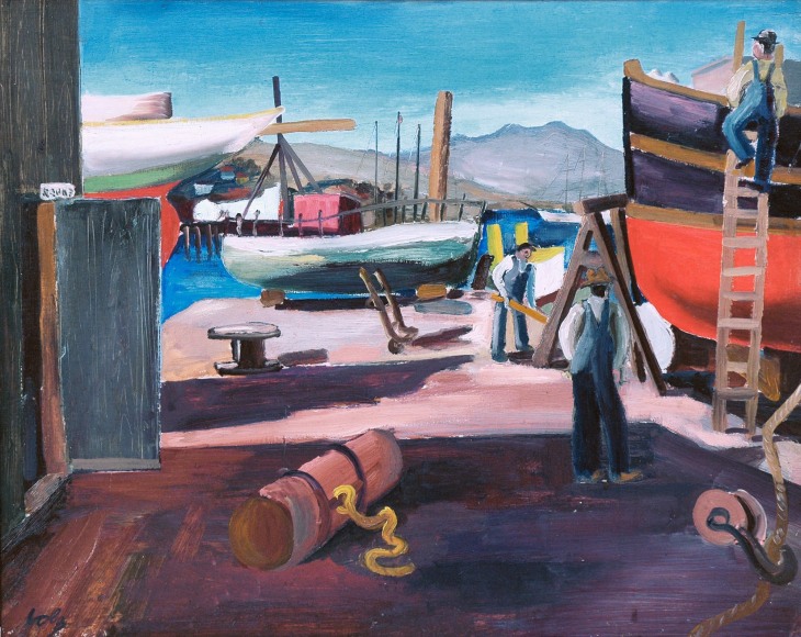 HERMAN VOLZ (1904-1990), Boatyard Sausaulito, 1935