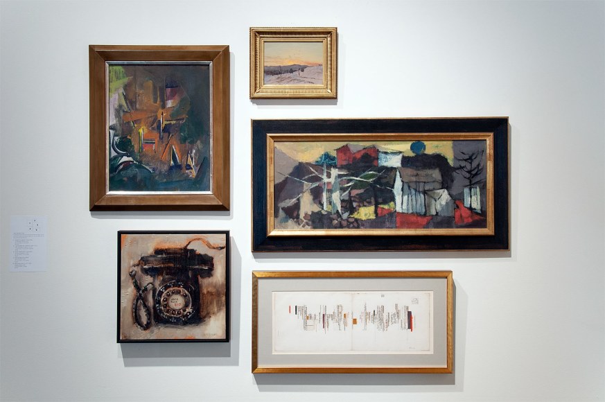 MIXOLOGY exhibition installation with Sidney Gordin, Bradford Salamon, Sueo Serisawa, William Dole, and Lockwood de Forest