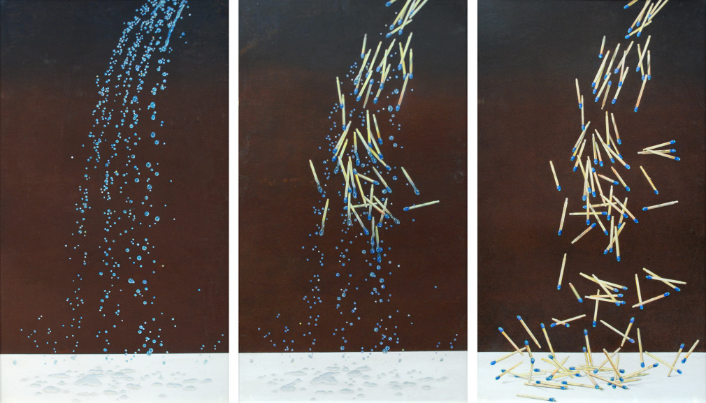JEAN SWIGGETT (1910-1990), Shower Triptych Ohio Blue Tip, c. 1970s