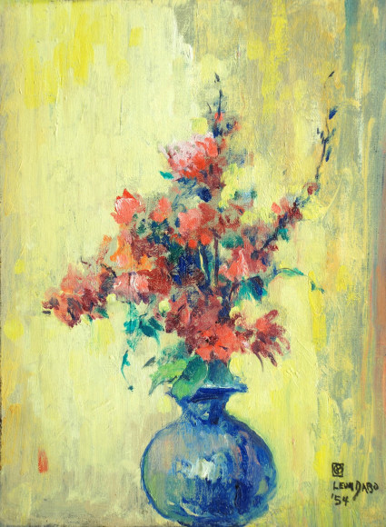 Leon Dabo, Blue Vase with Spring Flowers, 1954